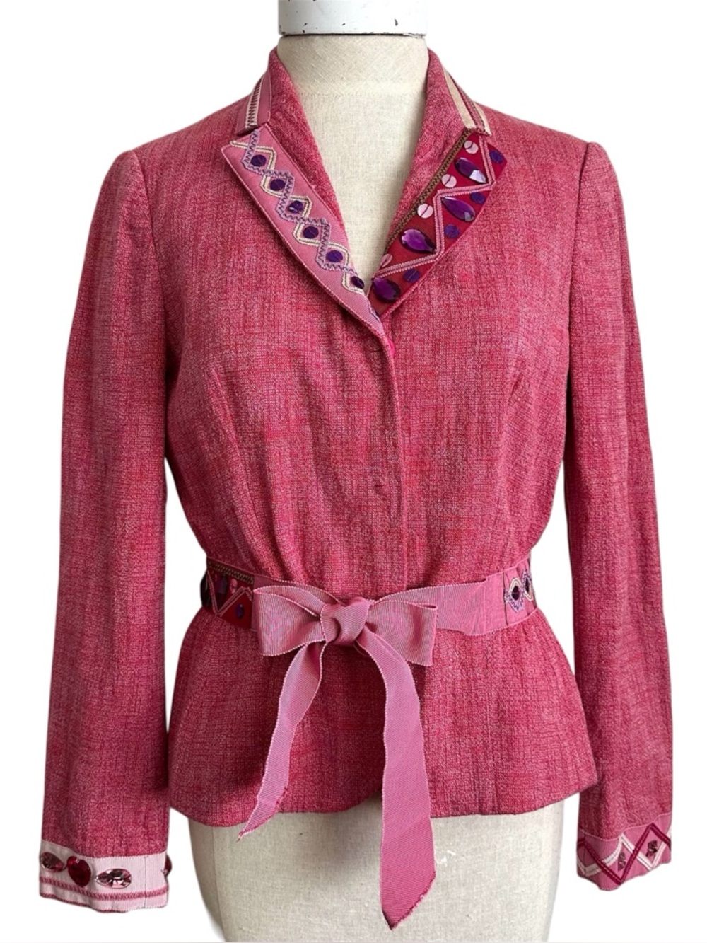 Moschino Cheap & Chic Pink Embellished Blazer Jacket Size 10